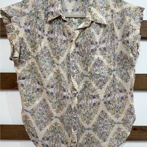 Olivaceous Cream Floral Button Down Shirt